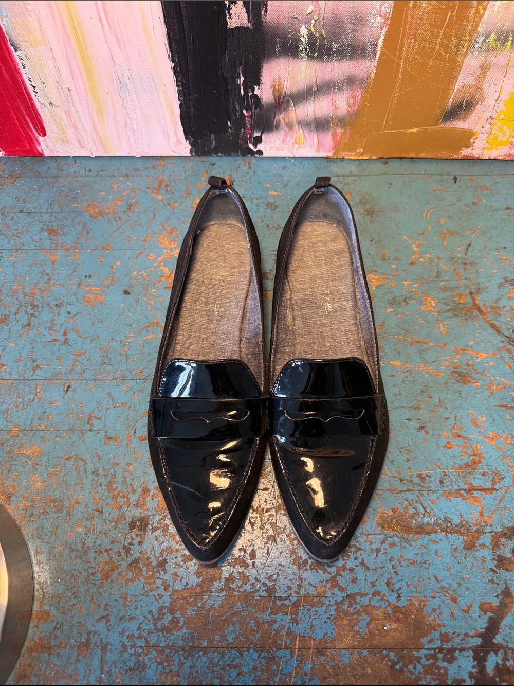 Dr. Scholl's Black Patent Pointed Loafers